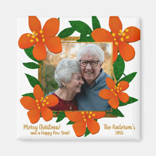 Aimant Cadres floraux de photo rouge orange moderne