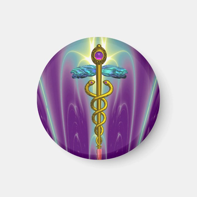 Aimant CADUCEUS, améthyste d'or vibrant (Devant)