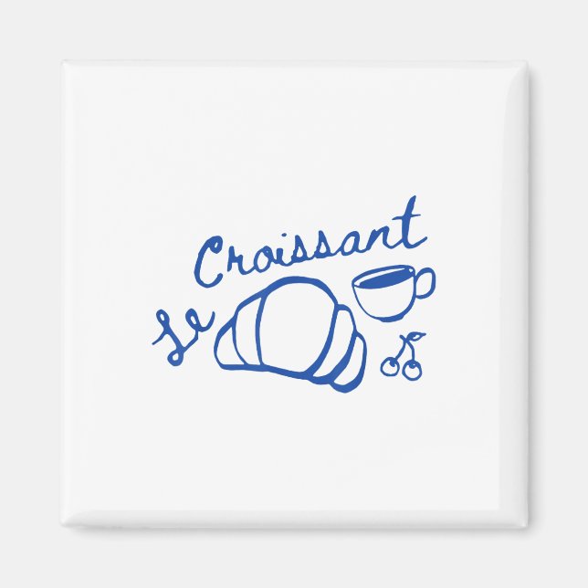 Aimant Café & amp ; Croissant Français Retro Vintag Graph (Devant)