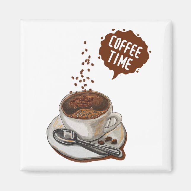 Aimant Café Art classique pour les amateurs de café Brown (Devant)