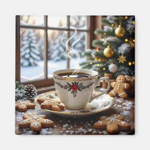 Aimant Café chaud et pain d'épices Cookies Noël