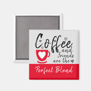 Aimant Café et amis aiment le coeur rouge