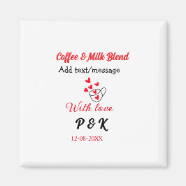 Aimant Café & mélange de lait couple amour café cœur roug
