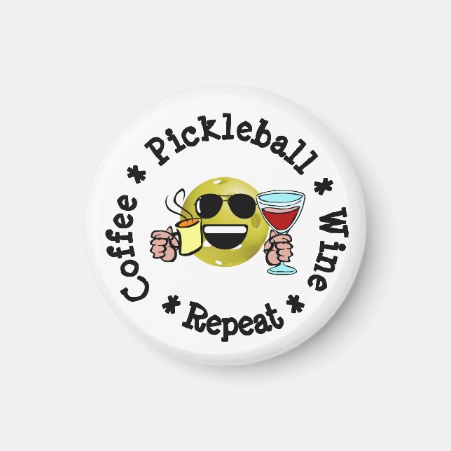 Aimant Café, Pickleball, Vin, Pickleball Répéter Addict (Devant)