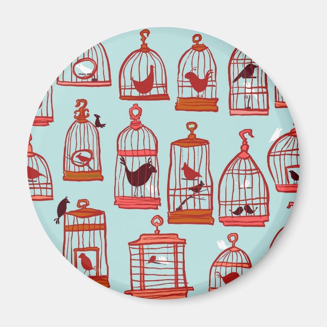 Aimant Cages d'oiseaux en bleu (Devant)