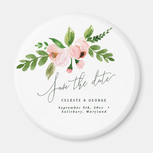 Aimant caillou rose aquarelle élégant sauvez la date