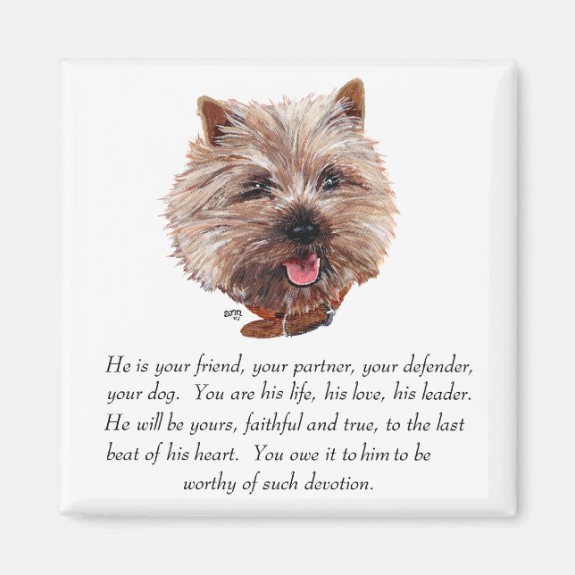 Aimant Cairn Terrier de Souvenir - Mâle (Devant)