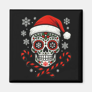 Aimant Calavera de sucre de Noël Crâne de Santa Chapeau C