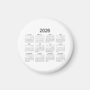 Aimant Calendrier Minimaliste Simple 2026