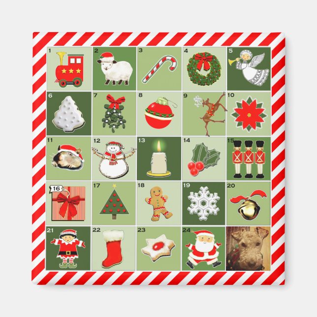 Aimant calendrier personnalisé de l'Avent de Noël (Devant)