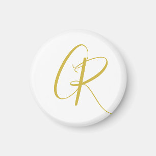 Aimant Calligraphie couleur or monogramme moderne minimal