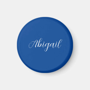 Aimant Calligraphie Élégant Bleu Blanc Simple Nom