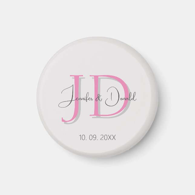 Aimant Calligraphie tendance monogramme de script classiq (Devant)