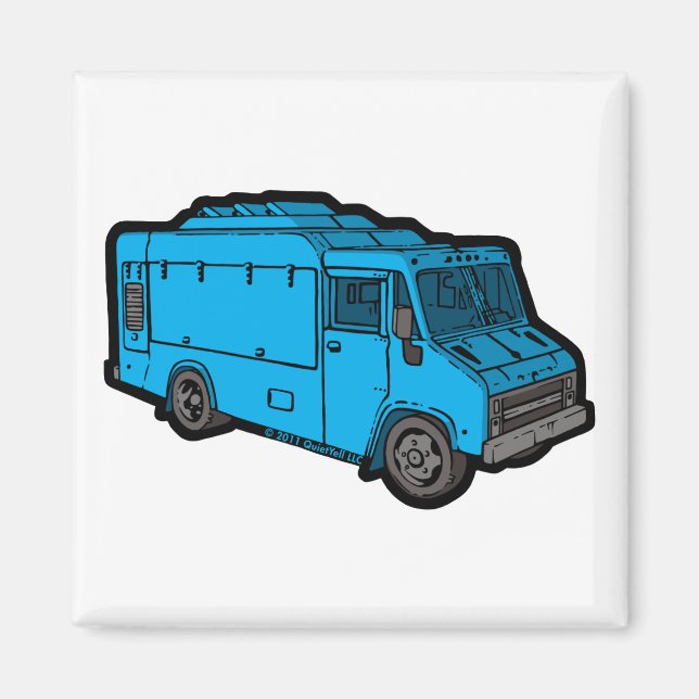 Aimant Camion alimentaire : de base (bleu) (Devant)