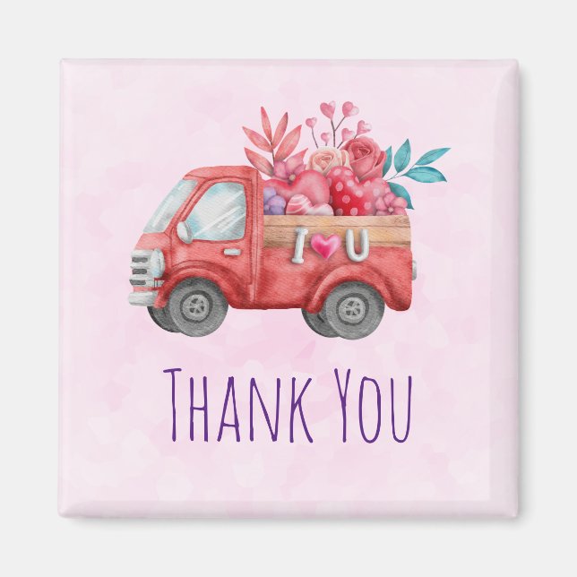 Aimant Camion d'amour mignon avec Merci d'aquarelle de fr (Devant)