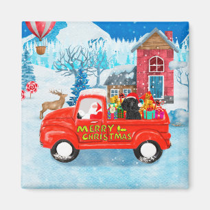 Aimant Camion de livraison de Noël Chien Caniche Neige