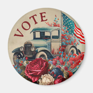 Aimant Camion Vintage Patriotique