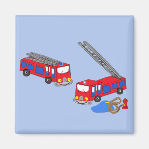 Aimant Camions pompiers rouges