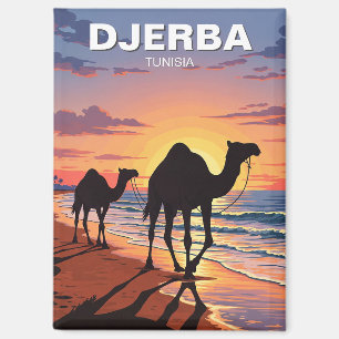 Aimant Camions sur l'île de Djerba Tunisie Carte postale 