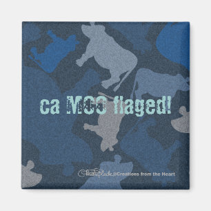 Aimant CaMOOflage Collage de vache en bleu