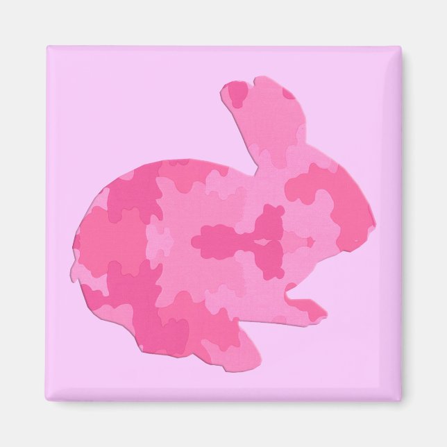 Aimant Camouflage rose Silhouette Lapin de Pâques (Devant)