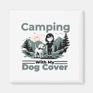 Aimant Camping avec ma carte postale Vintage de chien