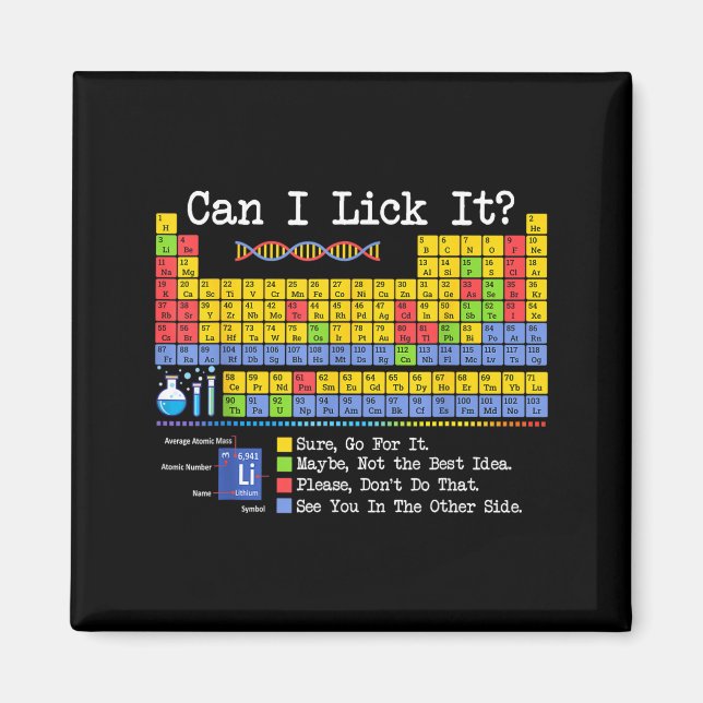 Aimant Can I Lick It Periodic Table Funny Science Teacher (Devant)
