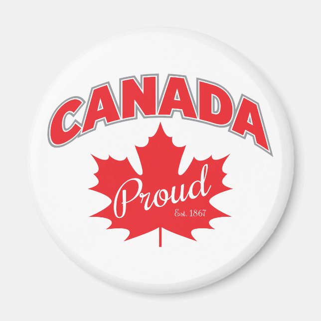Aimant "Canada Fier Est. 1867" Avec Graphique Feuille D'É (Devant)