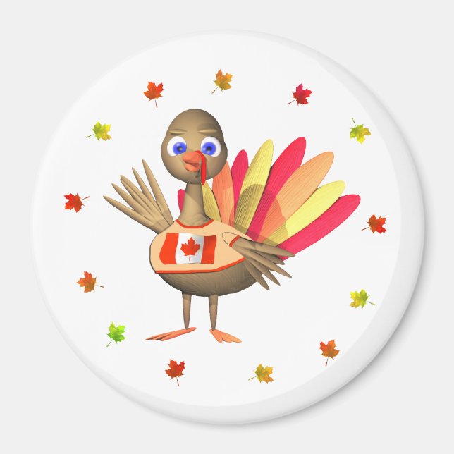Aimant Canadian Thanksgiving Baby Turkey (Devant)