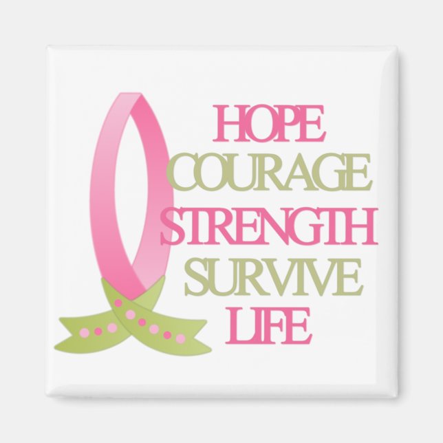 Aimant Cancer du sein : espoir Courage Force (Devant)
