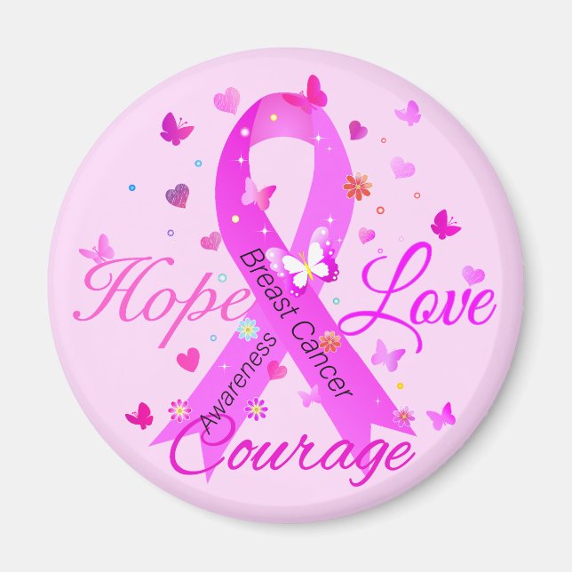 Aimant Cancer du sein Hope Love Courage (Devant)
