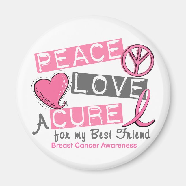 Aimant Cancer du sein PAIX, AMOUR, UN CURE 1 (meilleur am (Devant)