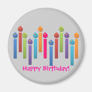 Aimant Candels colorés de joyeux anniversaire de partie