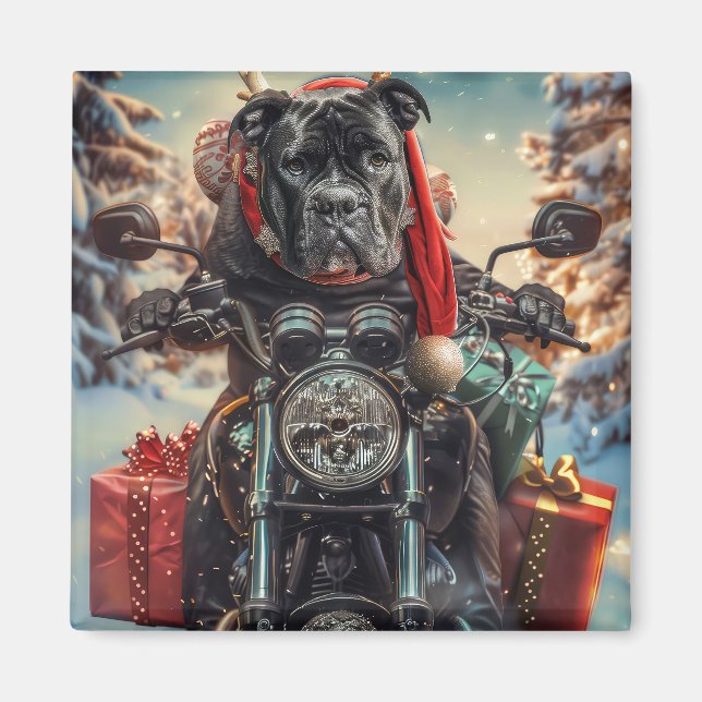 Aimant Cane Corso Chien équitation Moto Noël (Devant)