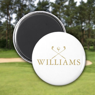 Aimant Canne de golf personnalisée au nom en or classique