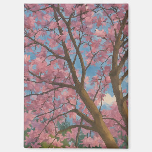 Aimant Canopée de printemps - Arbre en fleurs et peinture