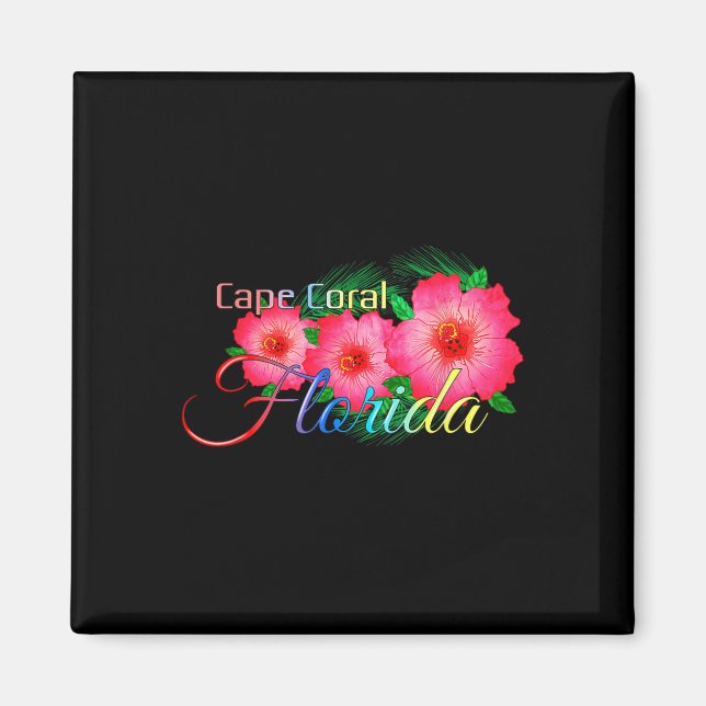 Aimant Cape Coral Floride Fleurs tropicales Vacatio famil (Devant)