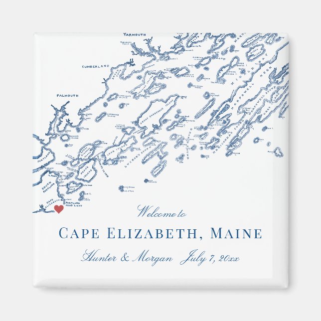Aimant Cape Elizabeth Maine Carte Mariage élégant Favor (Devant)