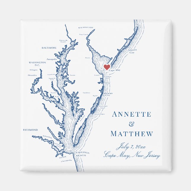 Aimant Cape May New Jersey Destination Wedding Favor (Devant)