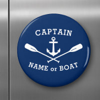 Capitaine avec nom de bateau Ancre Oars Blanc Mari