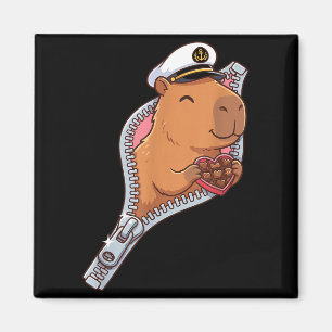Aimant Capitaine Capybara Saint-Valentin Cœur de Chocolat