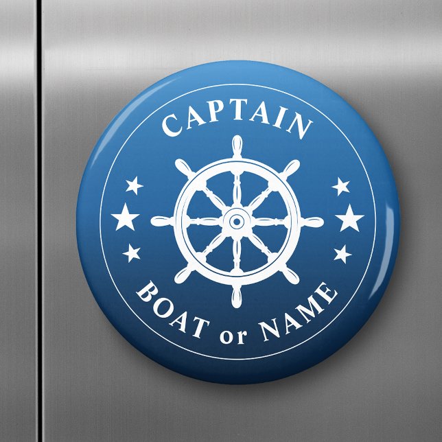 Aimant Capitaine Votre Nom De Bateau Navires Roue Helm Bl (Créateur téléchargé)