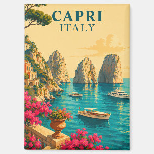 Aimant Capri Italie Voyage Vintage Faraglioni Stacks de M