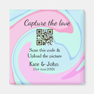 Aimant Capturer l'amour ajout scan QR marbre rose bleu mi
