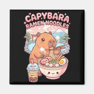 Aimant Capybara drôle nouille ramen kawaii capybara mange
