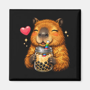 Aimant Capybara Mignon Kawaii Boit du Thé aux Perles