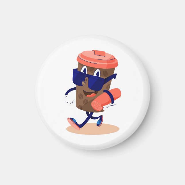 Aimant Caractère café cool et drôle (Devant)