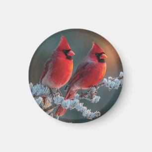 Aimant Cardinaux boréaux rouges perchés sur une branche g