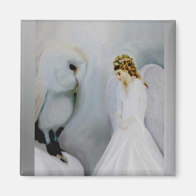 Aimant Care Guardian Angel and White Owl par Amelia Carri (Devant)