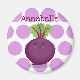 Aimant Caricature de betterave mignonne et violette